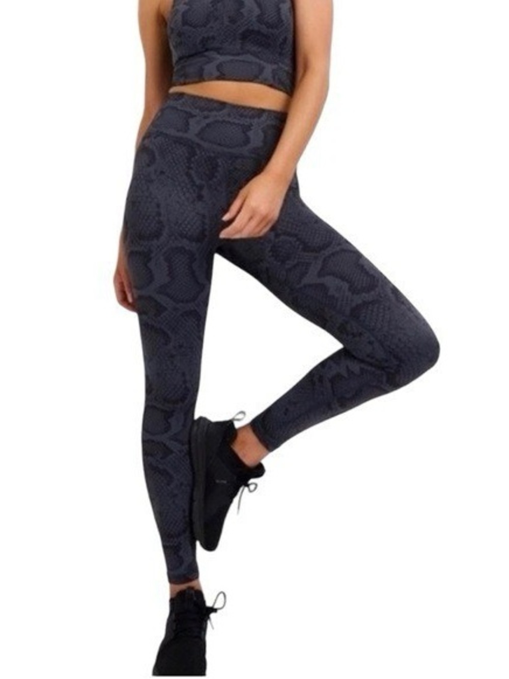 Anthro All Fenix Snakeskin Python High Rise Leggings, Navy / Grey – Medium